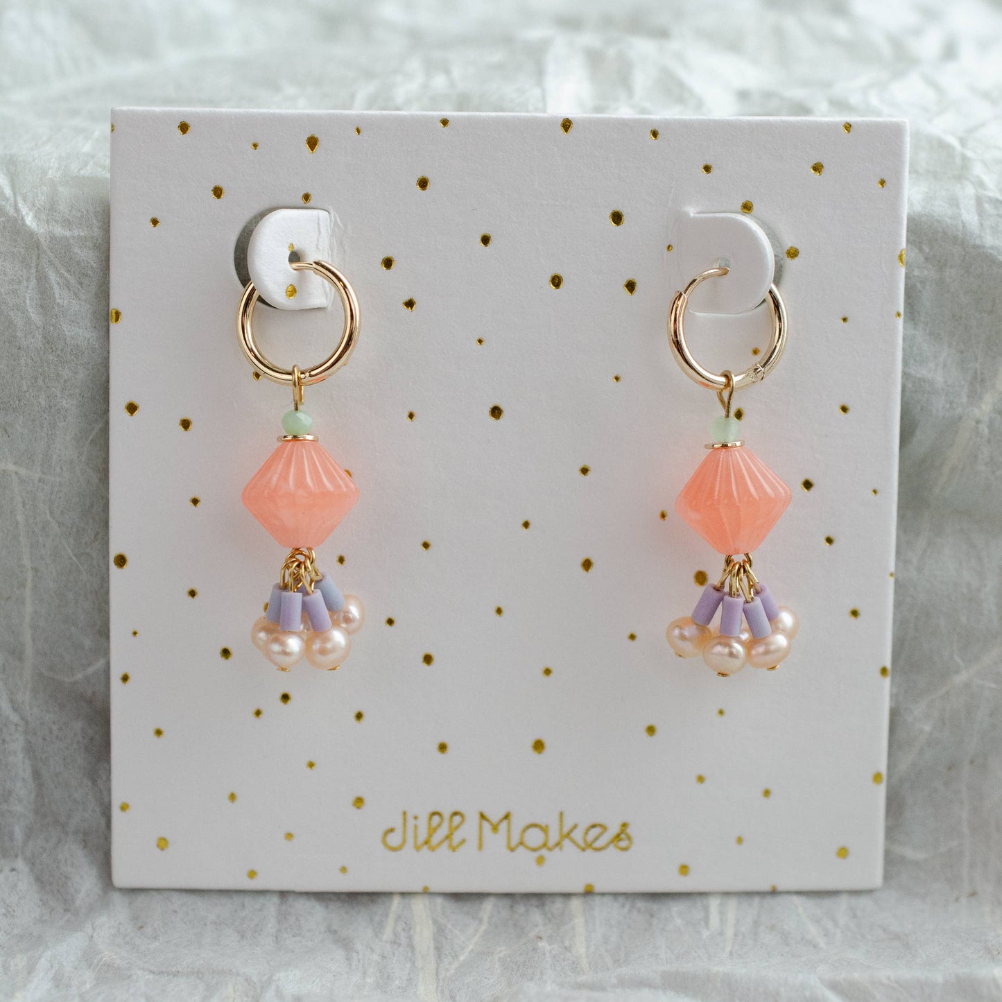 Pastel Coral Dangle Earrings
