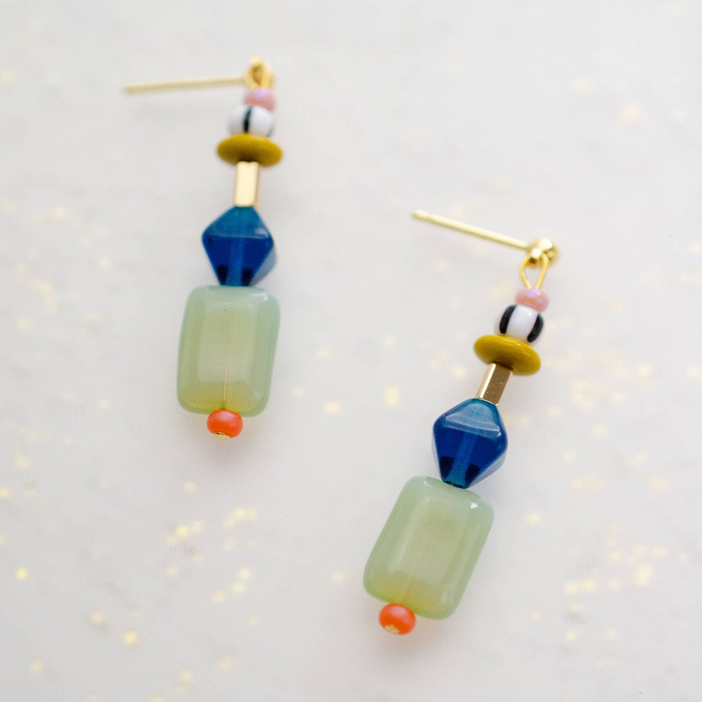 Multicolor beaded dangle earrings