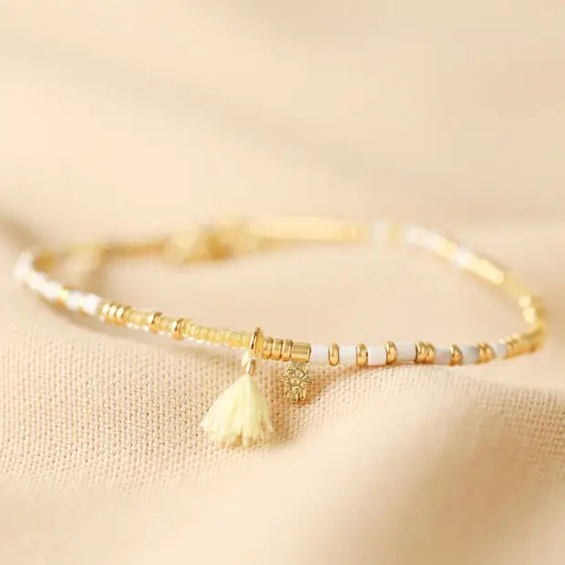 Load image into Gallery viewer, White Semi Precious Stone Beaded Layering Bracelet
