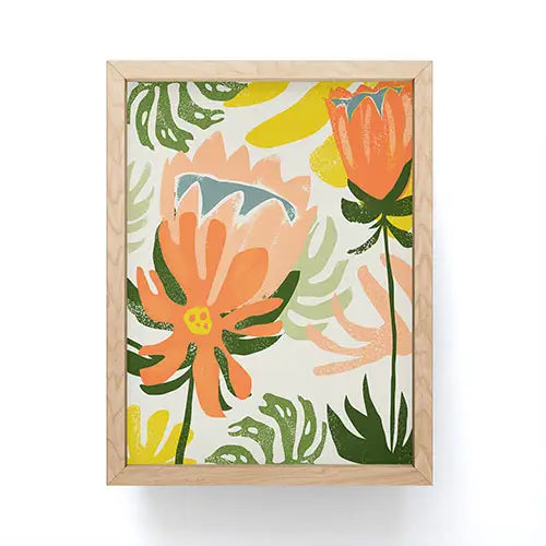 Load image into Gallery viewer, Oranges Flowers Rain Summer Floral Framed Mini Art Print
