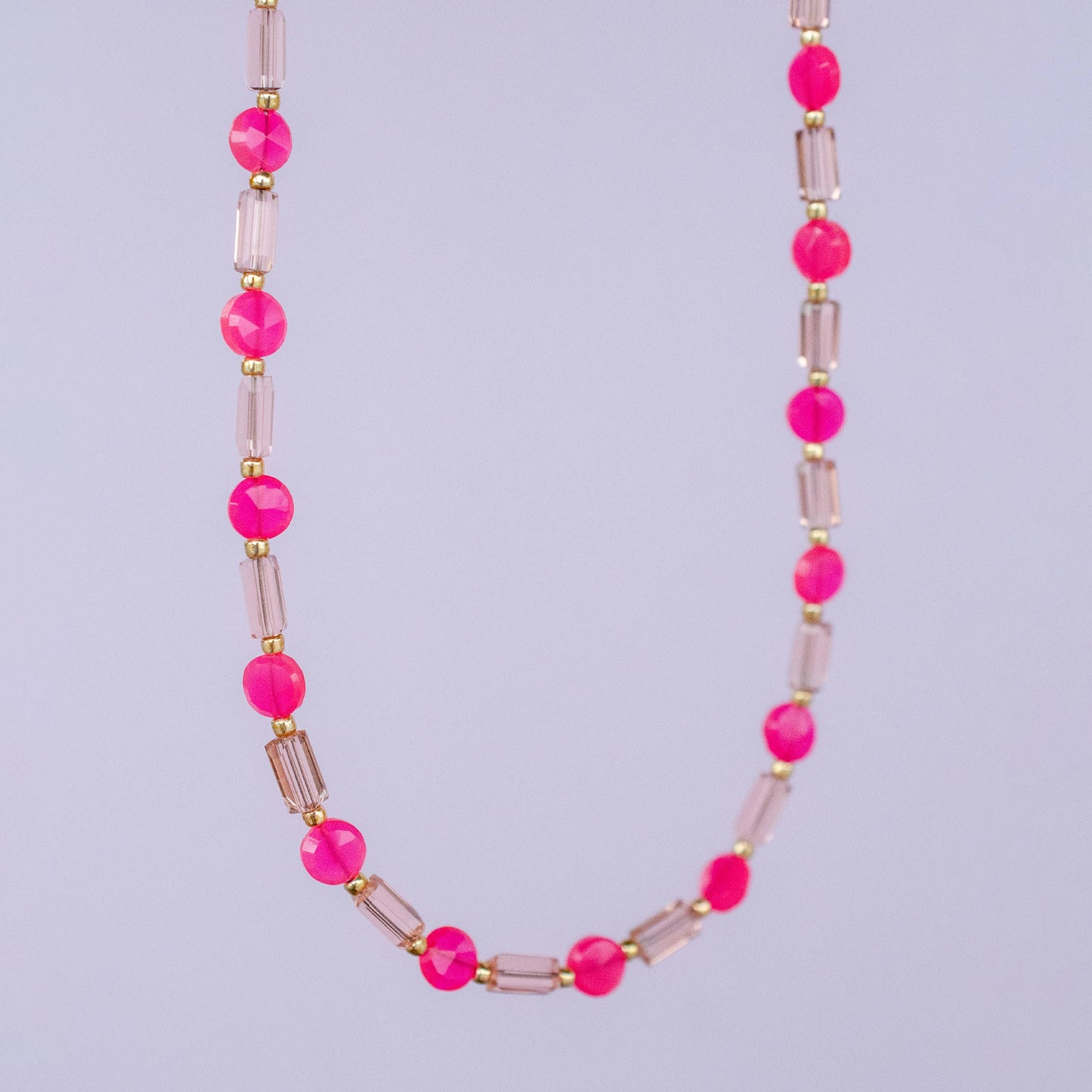 Hot Pink Beaded Layering Necklace