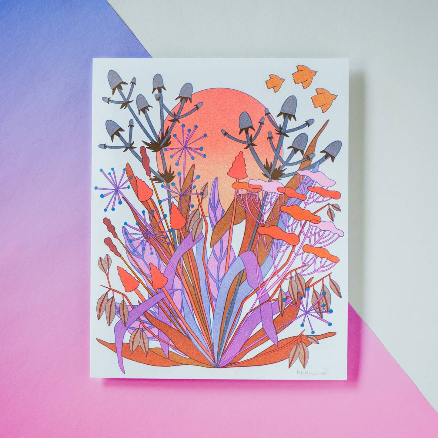 Autumn Moon Risograph Art Print