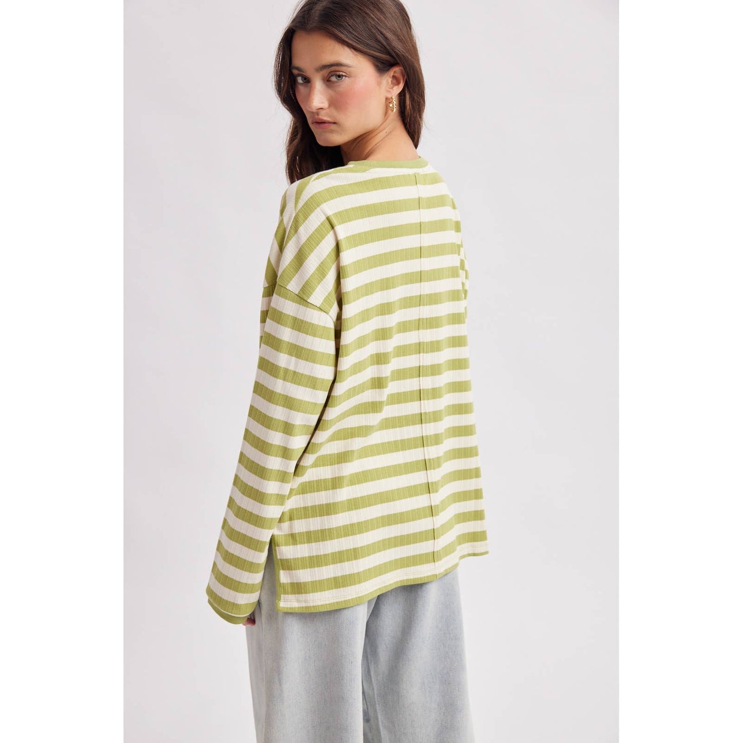 STRIPED RIBBED KNIT TOP