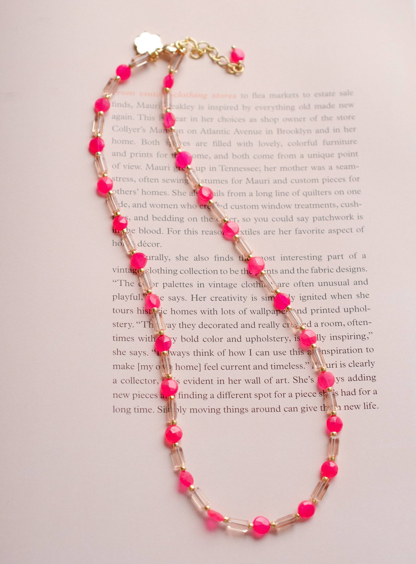 Hot Pink Beaded Layering Necklace