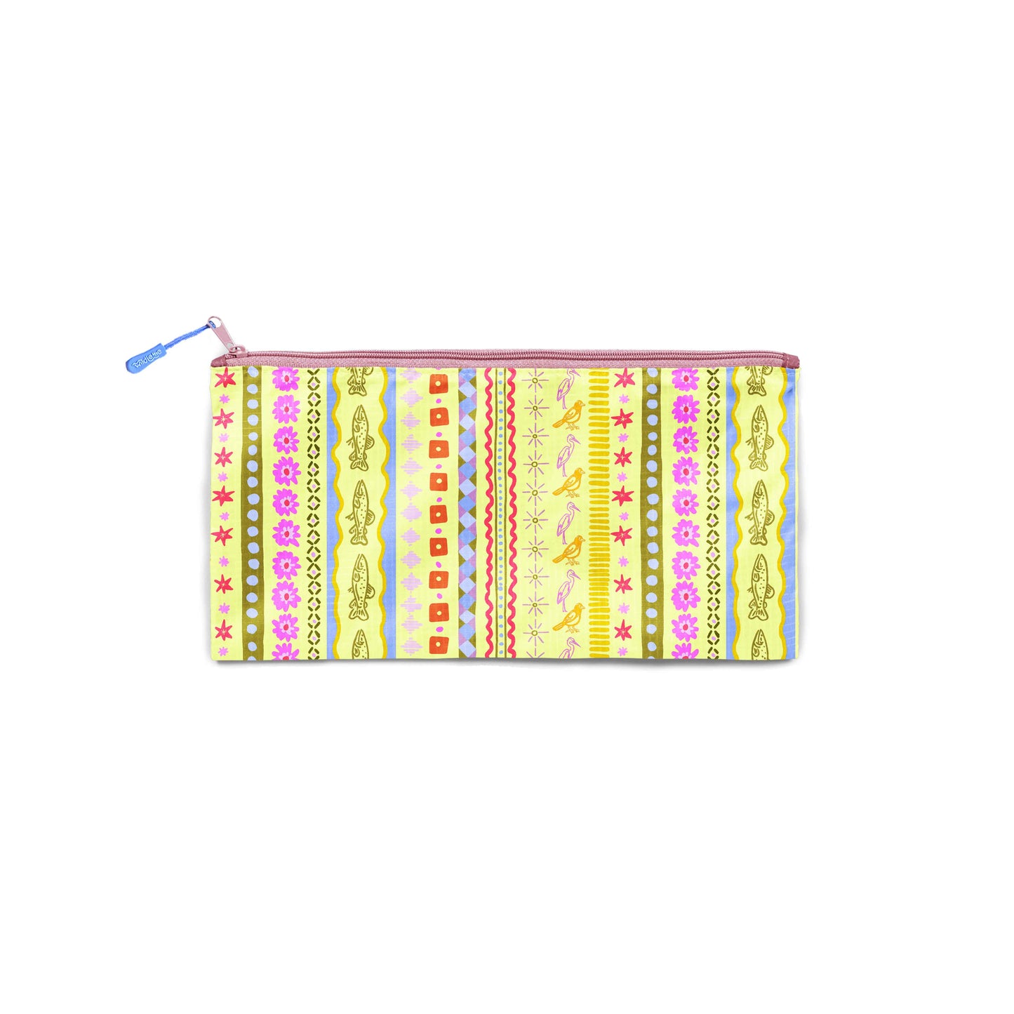Citronella Folk Stripe Large Recycled Zip Bag