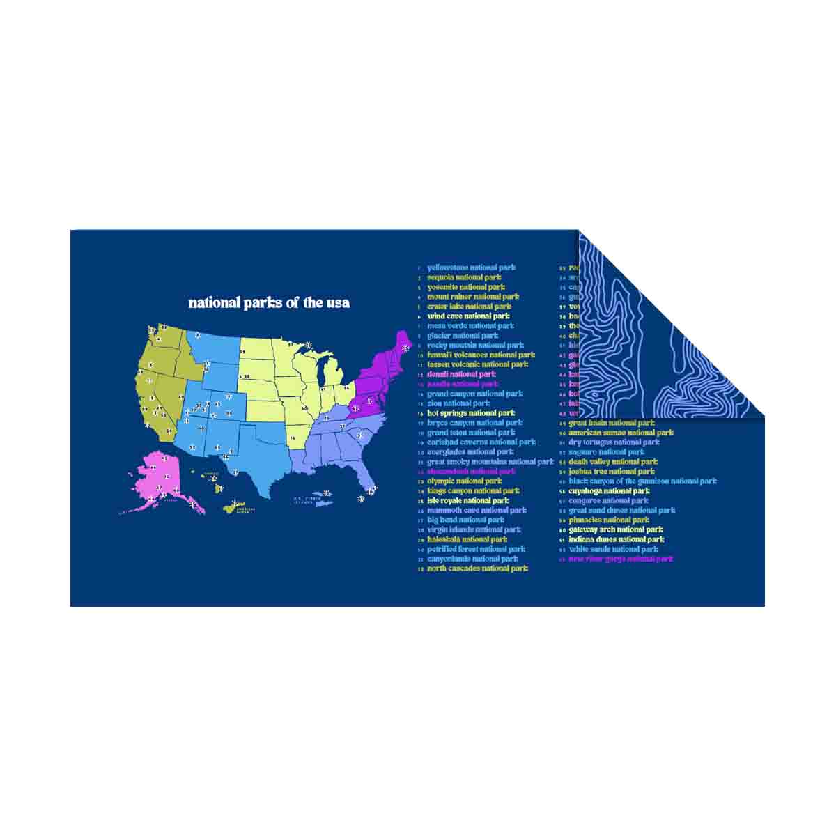 National Parks Map Camp Towel