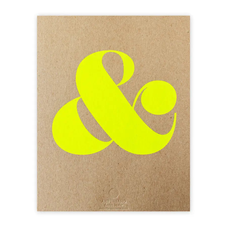 Ampersand Screen Print on Kraft - Neon Yellow