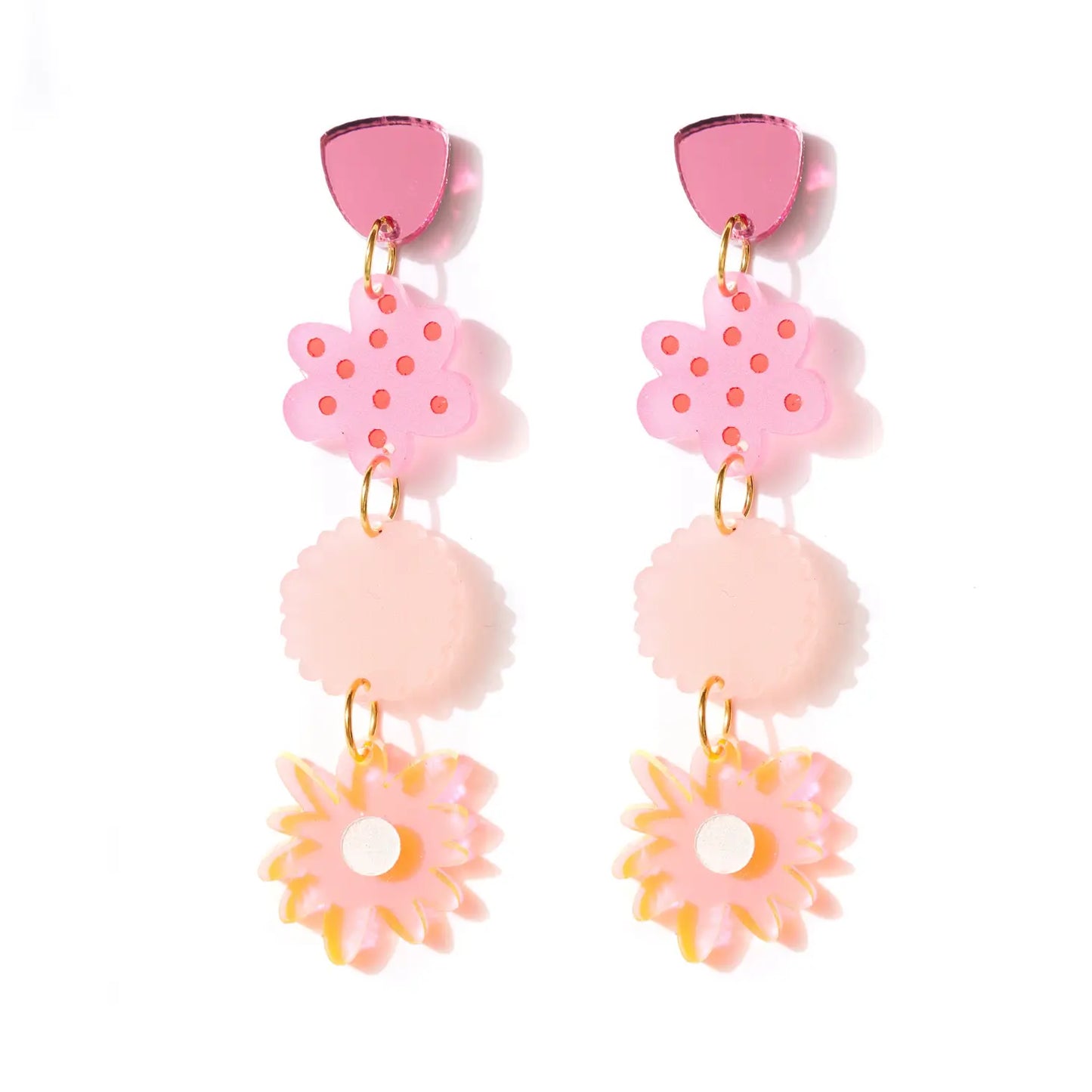 Load image into Gallery viewer, Zozo Floral Earrings - Pinks and Oranges
