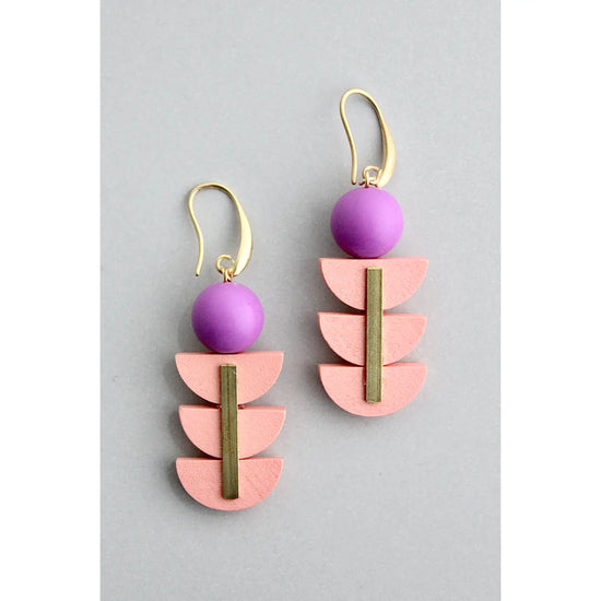 pink and purple geometric earrings