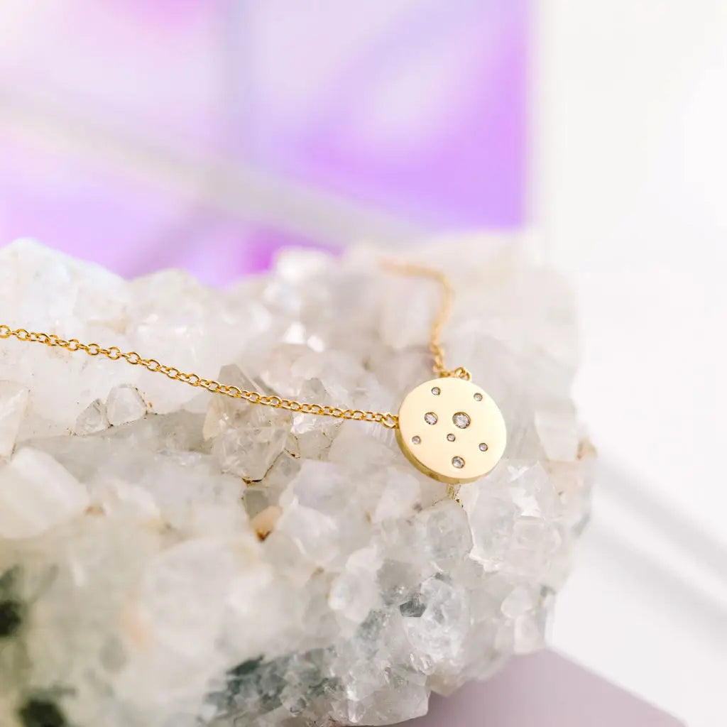 Faye CZ Diamond Circle Pendant Necklace in Gold
