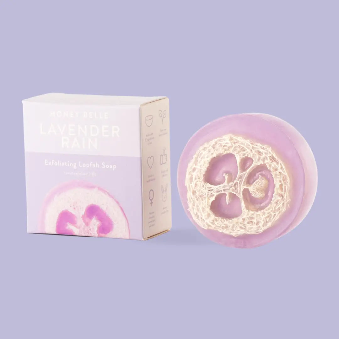 Load image into Gallery viewer, Lavender Rain Exfoliating Loofah Soap
